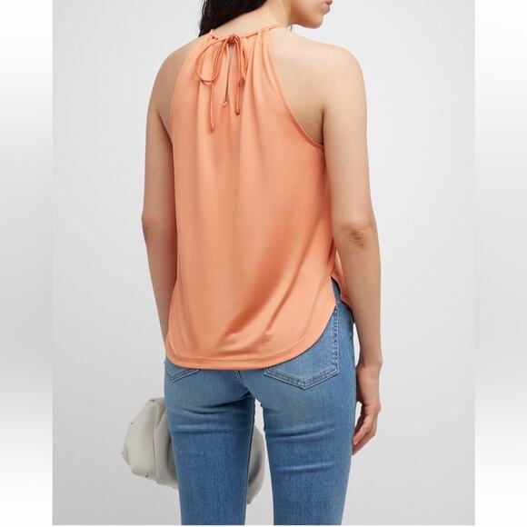 New Veronica Beard Kusumi Orange Keyhole Cutout Halter Neck Top Size Medium - Picture 2 of 9